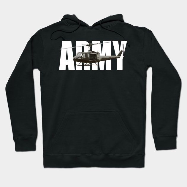 Vietnam Veteran Army UH-1 Huey Helicopter Hoodie by Dirty Custard Designs 